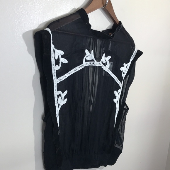 NEW Free People Black and White Sheer Women's Top - Picture 4 of 9